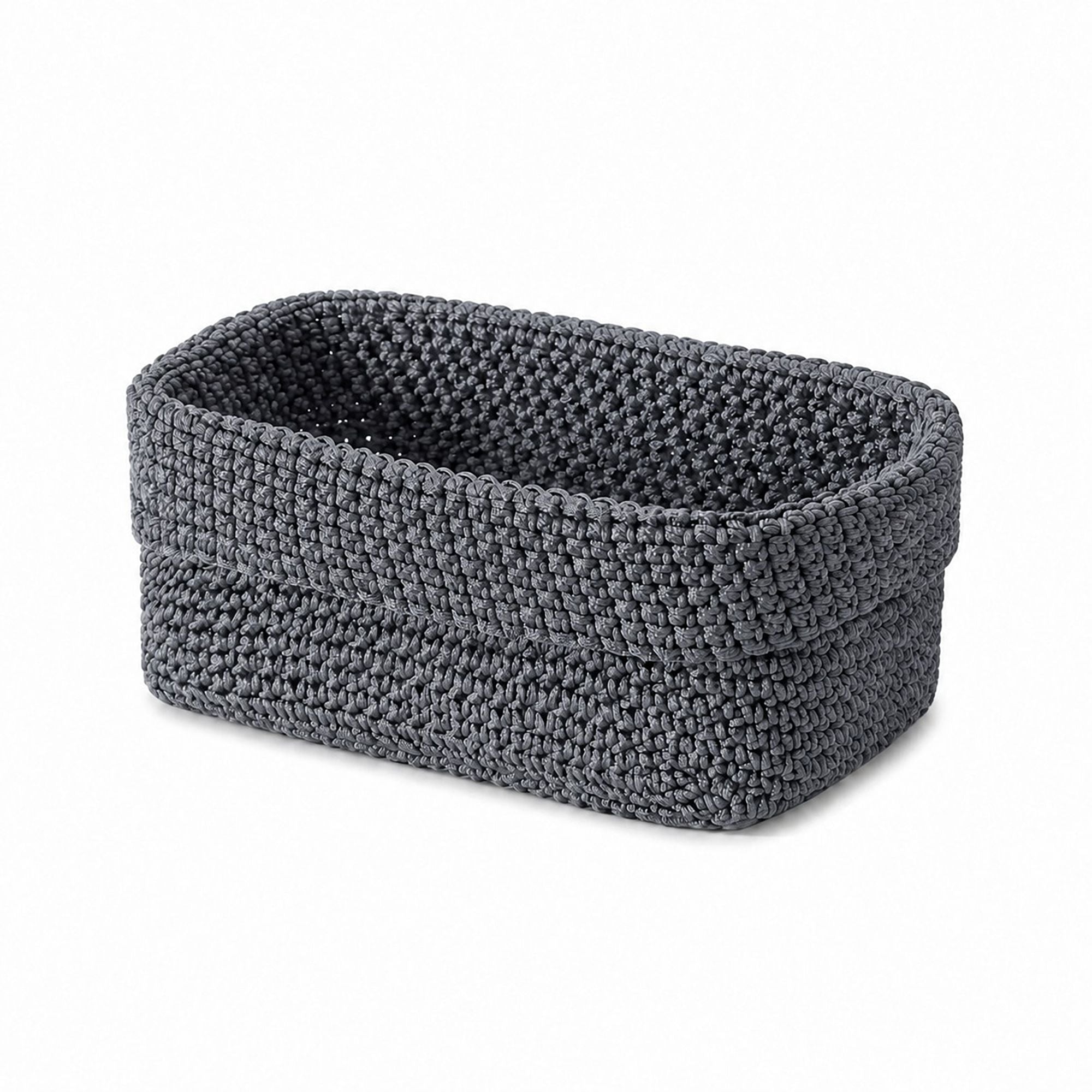 Cesta de almacenamiento rectangular tejida con borde plegable para escritorio
