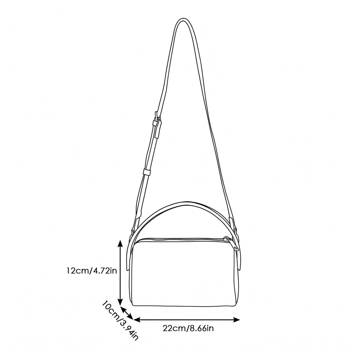 Faux Suede Handbag with Detachable Crossbody Strap and Zipper Closure