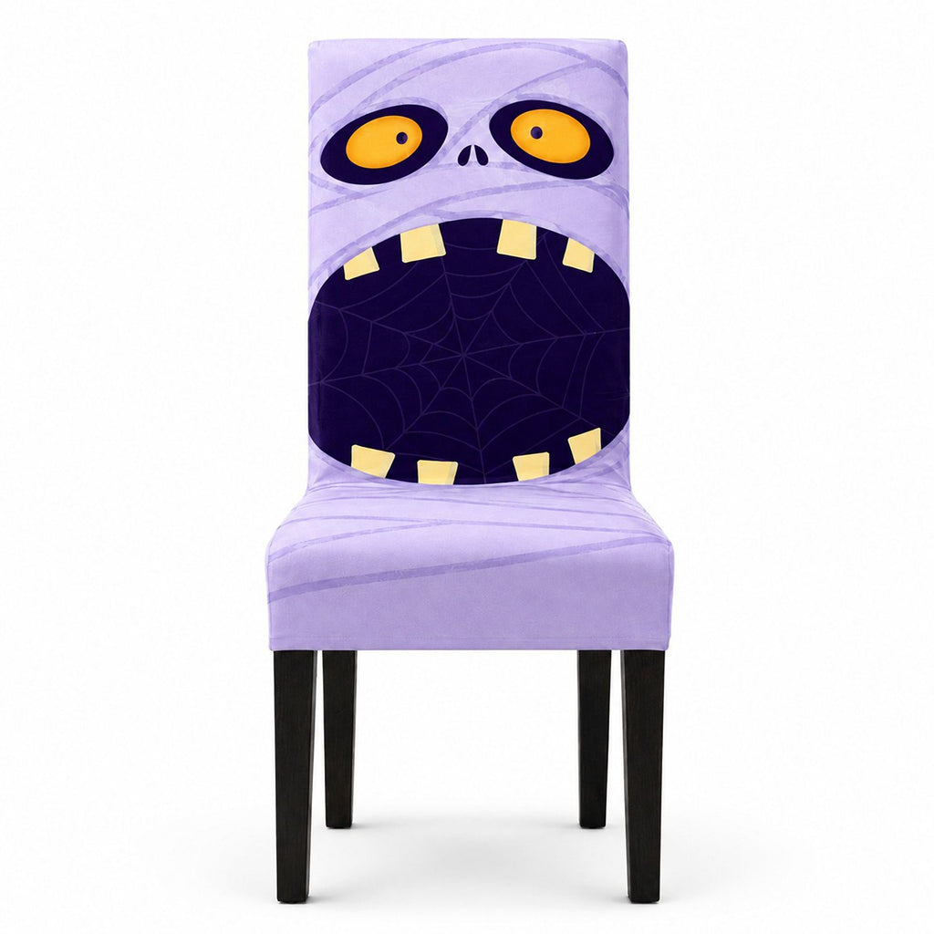 Halloween Stretch Dining Chair Cover with Pumpkin and Mummy Print