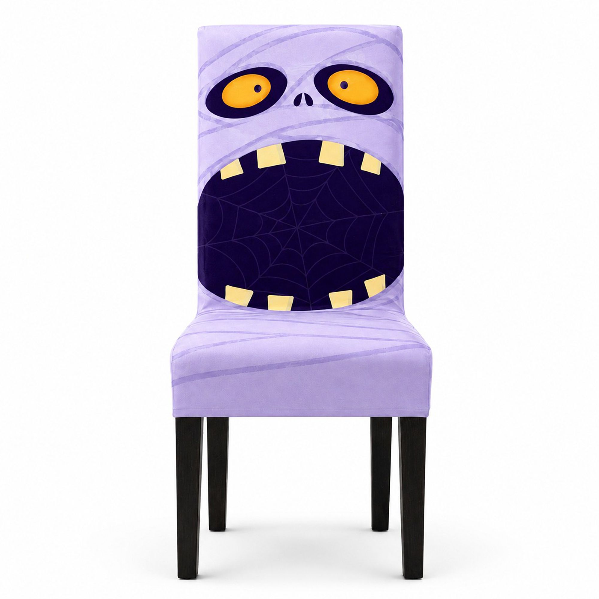 Halloween Stretch Dining Chair Cover with Pumpkin and Mummy Print