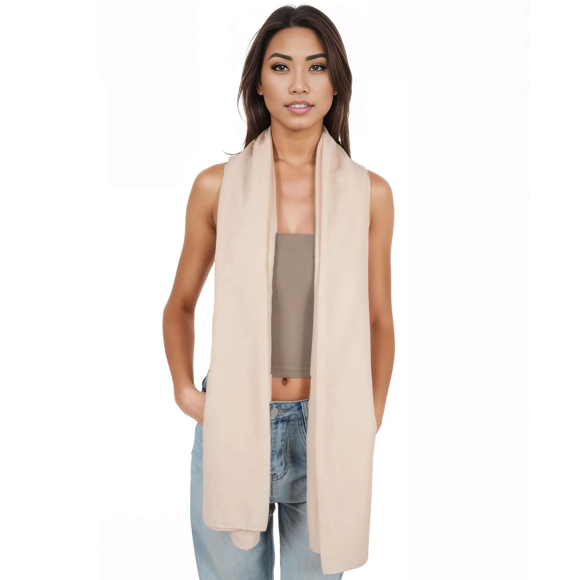Anna-Kaci Womens Lightweight Chiffon Long Fashion Scarves Solid Color Fall Wrap Shawls