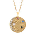 Women's Stainless Steel Necklace with 18K Gold Plated Cosmic Pendant, Zircon Accents, Adjustable Chain