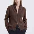 Mock Neck Zip-Front Knit Cardigan Sweater