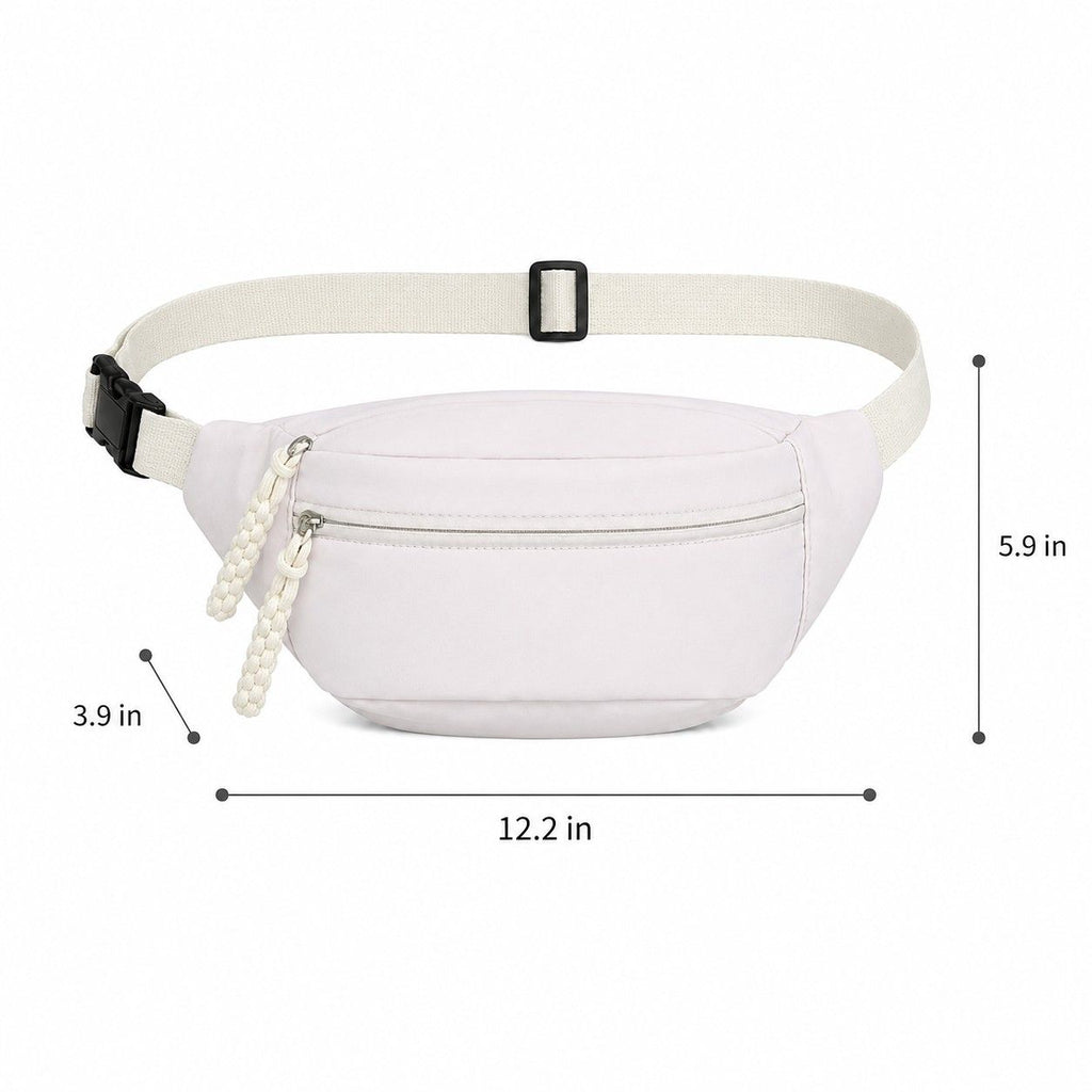 Crossbody Sling Bag with Adjustable Strap Zip Closure and Braided Pull