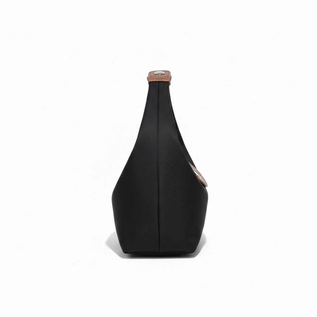 Anna-Kaci Women's Nylon Mini Hobo Shoulder Bag with Snap Flap Closure and Compact Crescent Silhouette