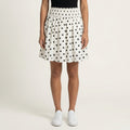 Anna-Kaci Women's Polka Dot A Line Skirt Smocked High Waist Flowy Lightweight Casual Mini Skirt