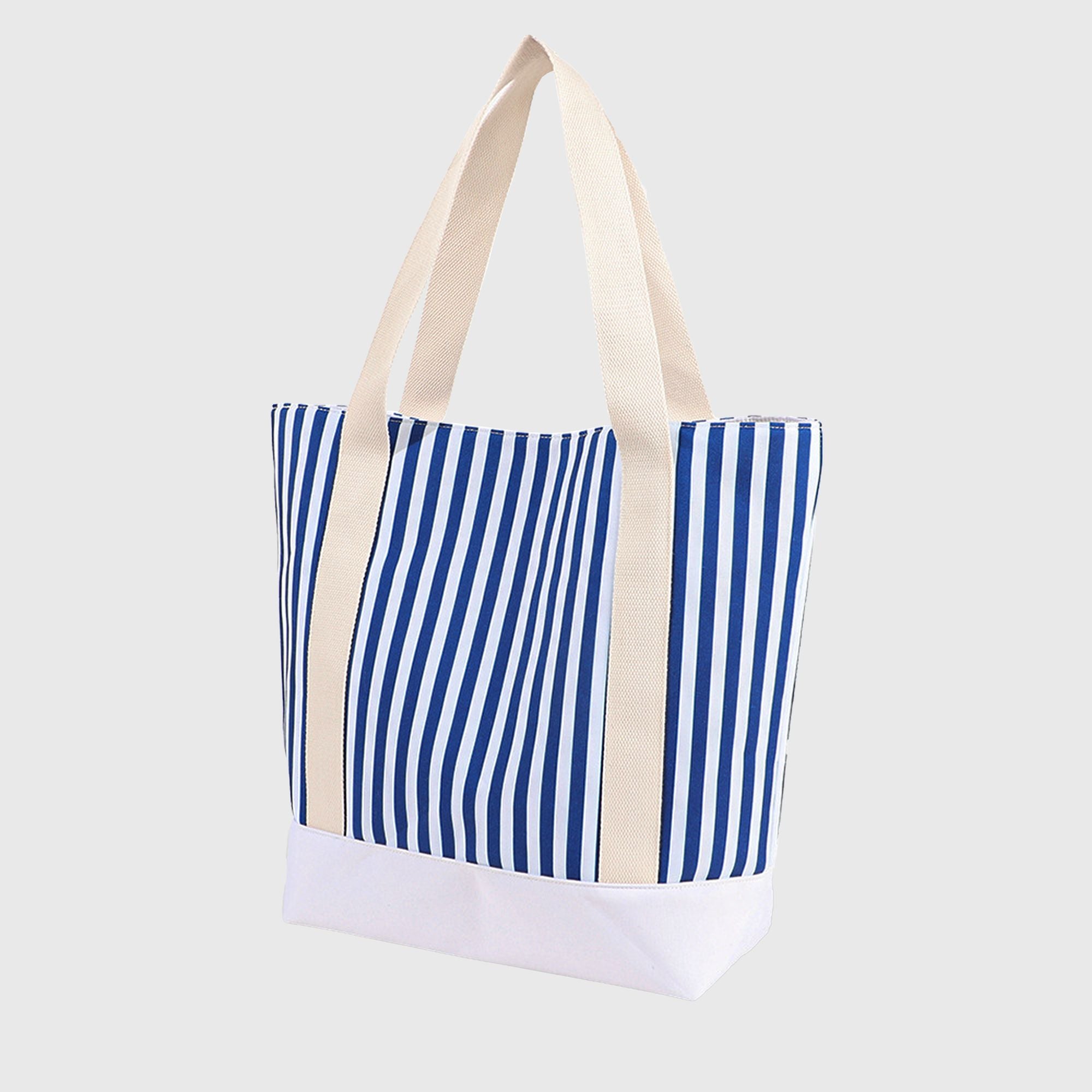 Anna-Kaci Women's Striped Canvas Tote Bag - Large Capacity Beach and Shopping Shoulder Bag