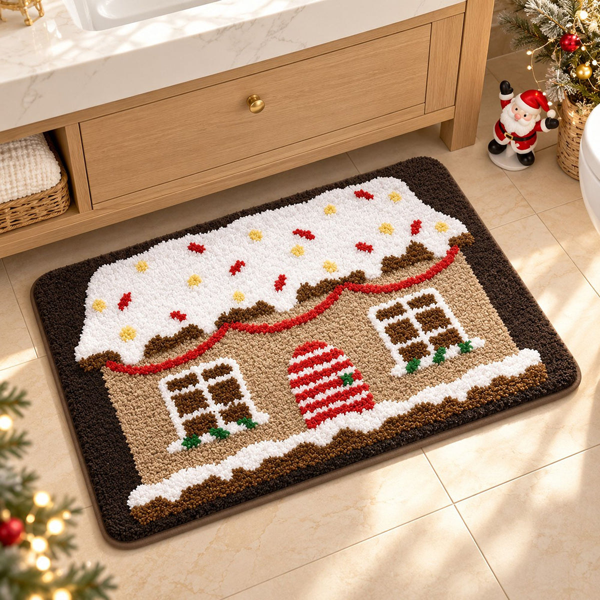 Christmas Character Tufted Bath Rug with Nonslip Backing 15.7 x 23.6 in