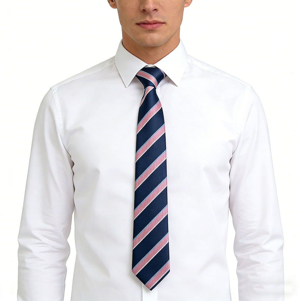 Anna-Kaci Men's Polyester Filament Tie with Multi-Tone Stripes - Formal Necktie for Business, Weddings & Daily Wear