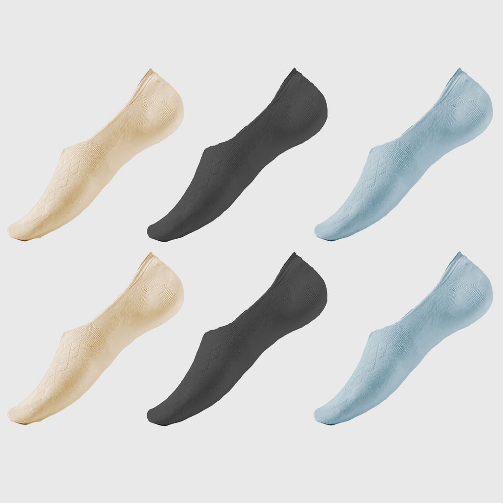 Anna-Kaci Women's Solid No Show Socks Non Slip Cotton 6Pk