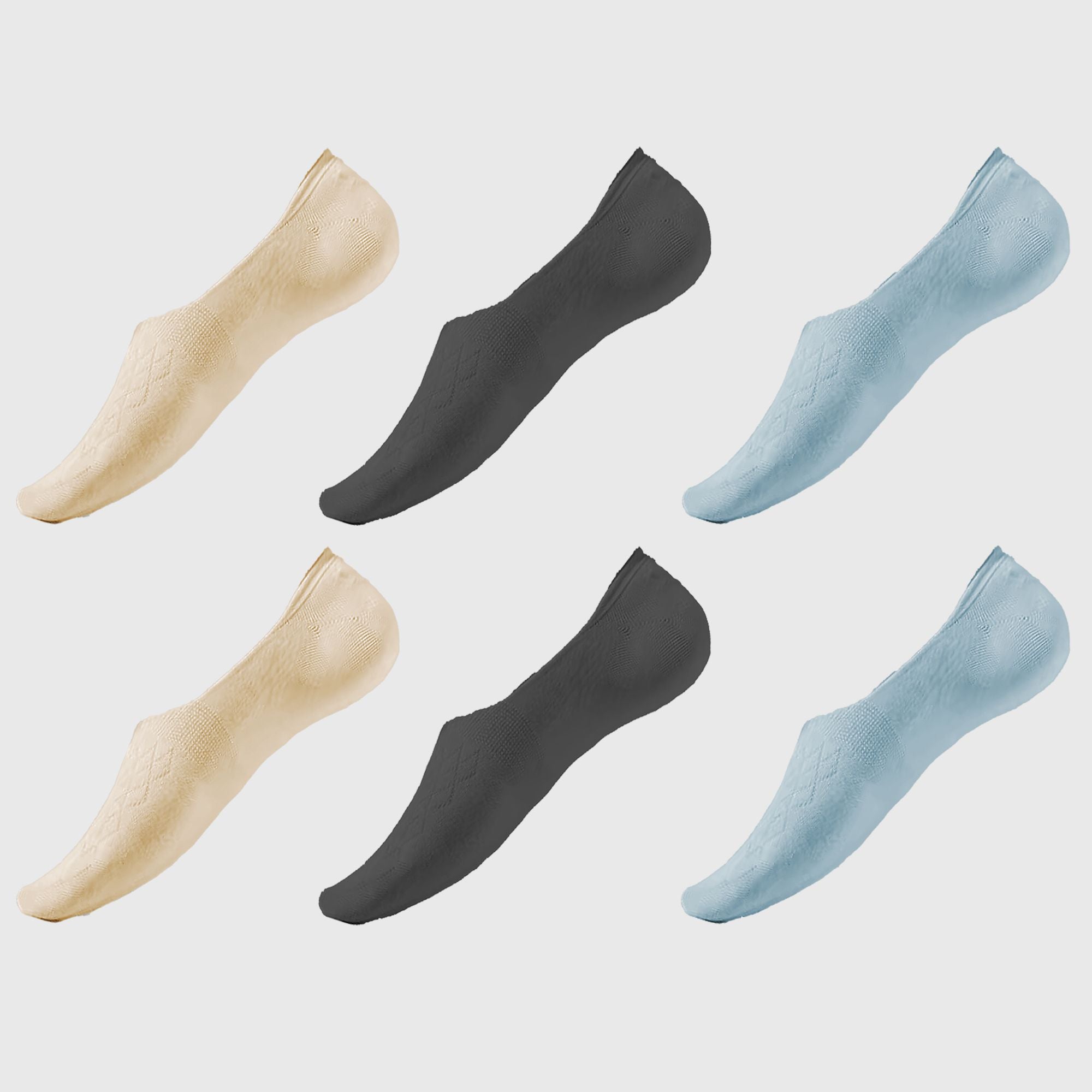 Anna-Kaci Women's Solid No Show Socks Non Slip Cotton 6Pk