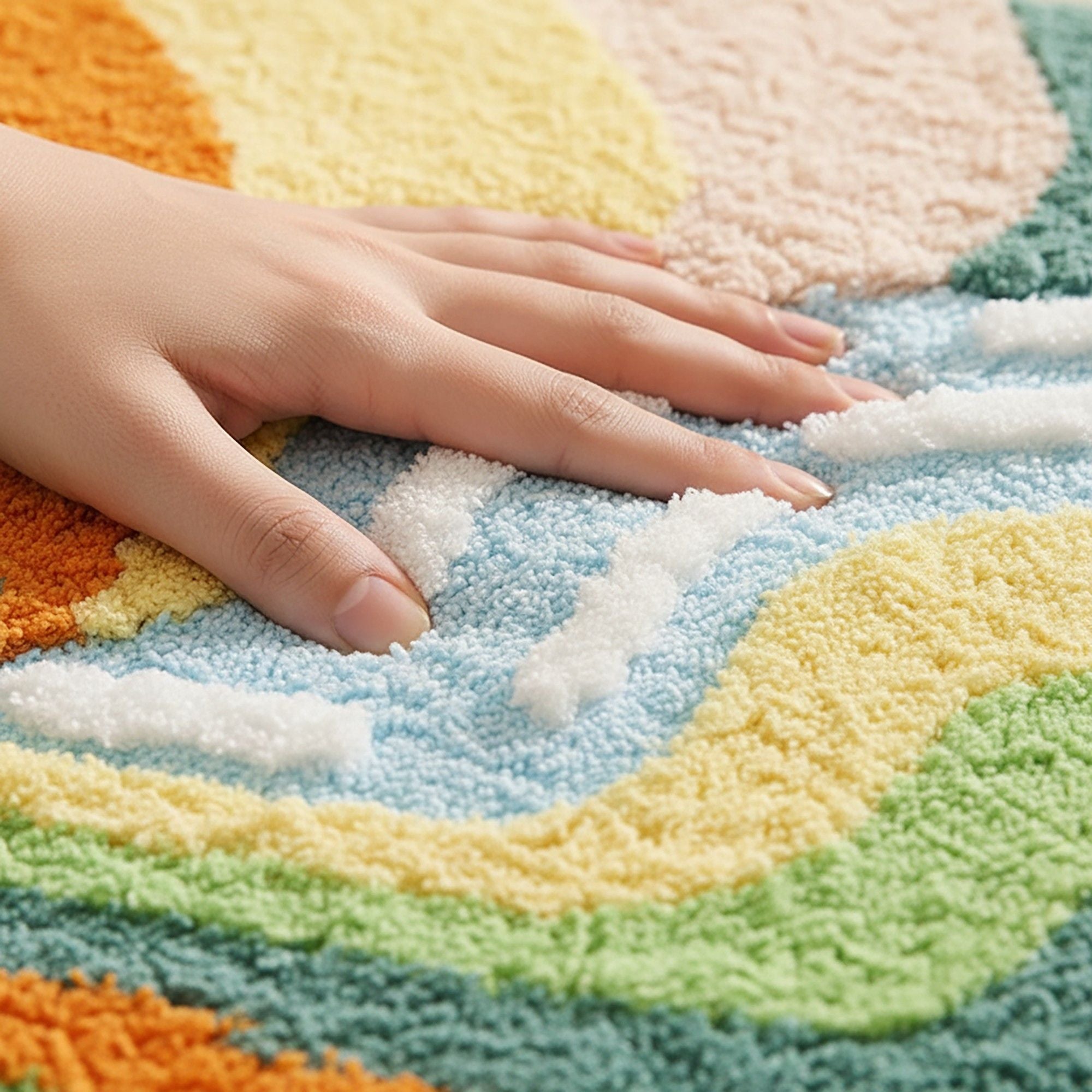 Tufted Floor Mat with Leaf Pattern Non Slip Backing Soft Plush Decorative Indoor Entryway Bathroom Rug