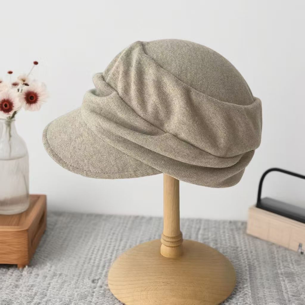 Soft Pleated Newsboy Cap Adjustable Short Brim Baker Boy Beret Hat
