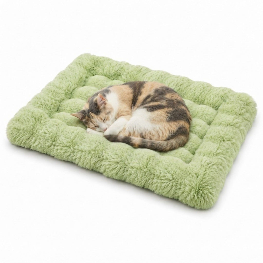 Plush Pet Mat for Cats and Small Dogs with Raised Border, Non-Slip Bottom and Machine-Washable Design