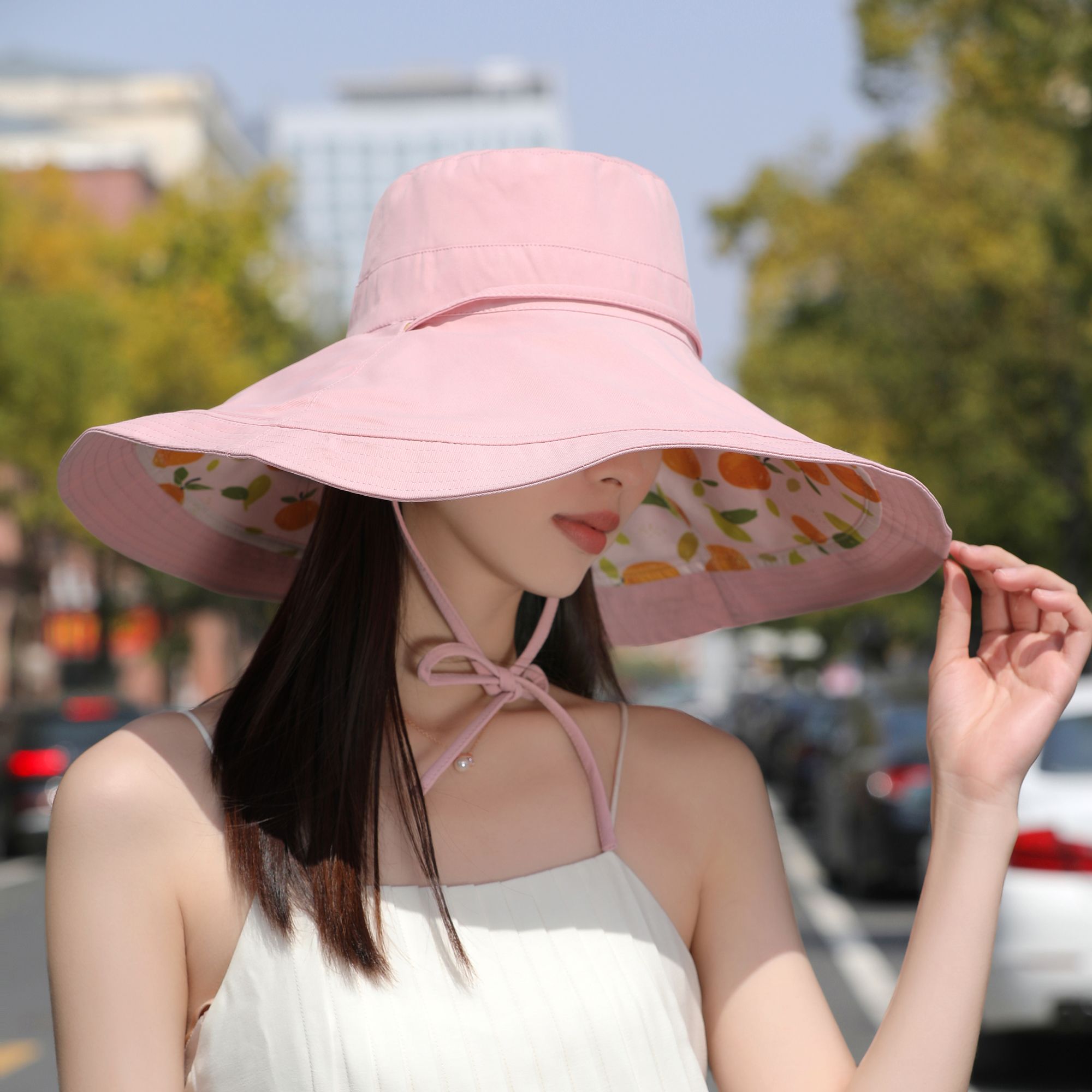 Anna-Kaci Women's Reversible Wide - Brim Sun Hat with Fruit Pattern Lining