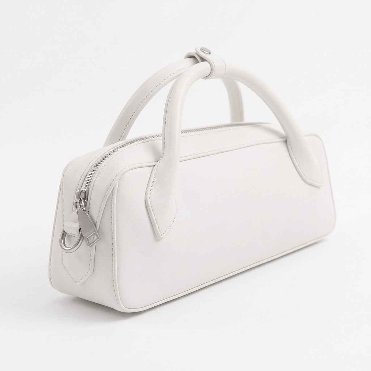 Structured Top Handle Handbag with Zipper Closure and Shoulder Strap