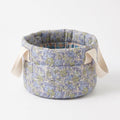 Quilted Floral Storage Basket with Handles for Home Organization