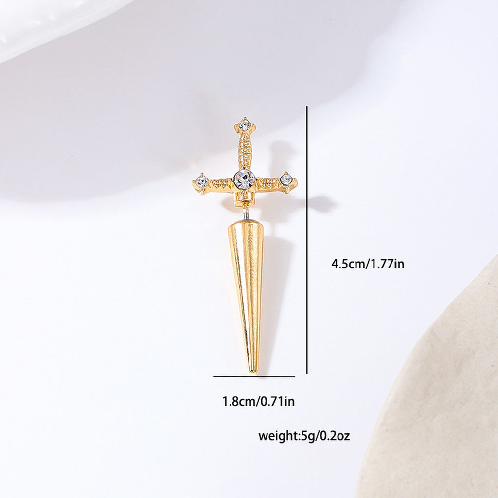 Women's Swords Drop Earrings with Crystals