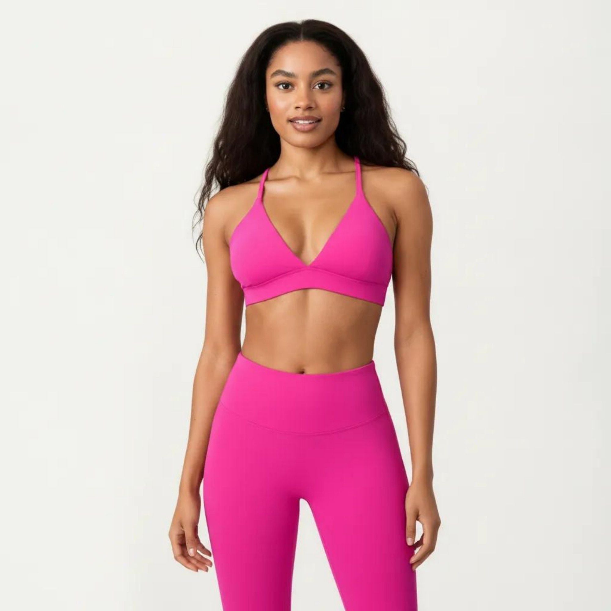 Anna-Kaci Active Women's Triangle Sports Bra with Adjustable Cross Back Straps and Smooth Band