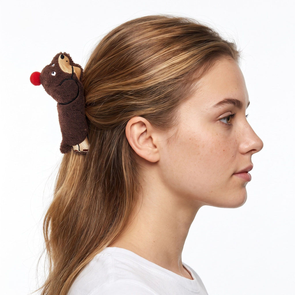 3pc Dachshund Plush Hair Clip Set Soft Dog Barrettes Cute Hair Accessories