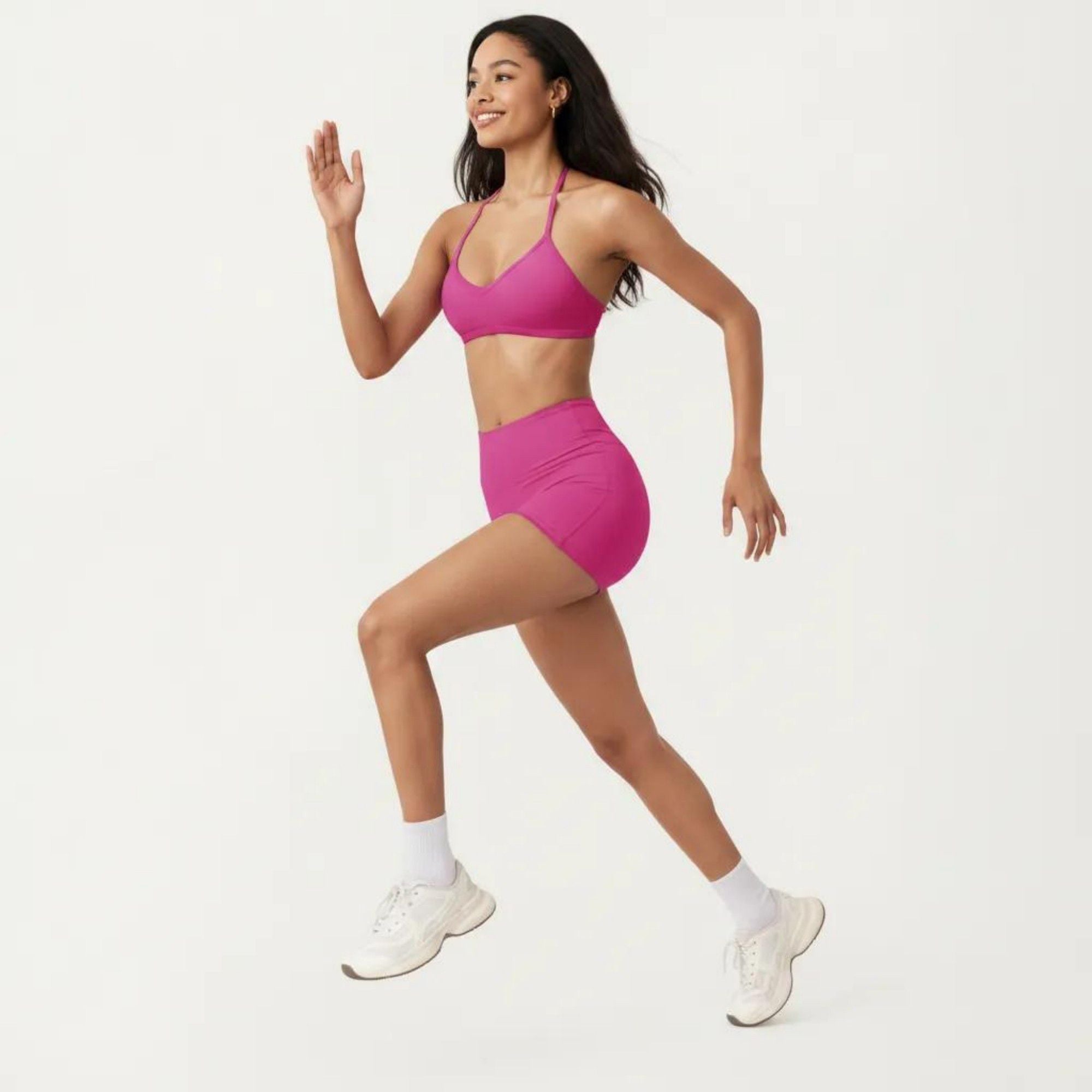Anna-Kaci Active Women's Halter Sports Bra with V Neckline and Smooth Stretch Fit