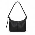Small Shoulder Bag with Zip Closure Long Strap and Curved Top