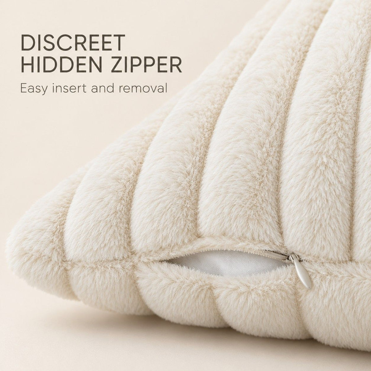Double Sided Plush Corduroy Throw Pillow Cover 18 x 18 Inch Wide Stripe Texture