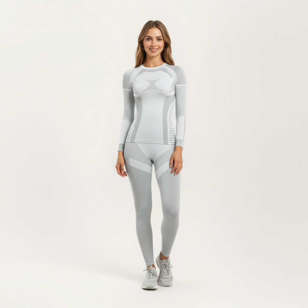 Anna-Kaci Active Women's Long Sleeve Seamless Compression Top with Contoured Mesh Detailing