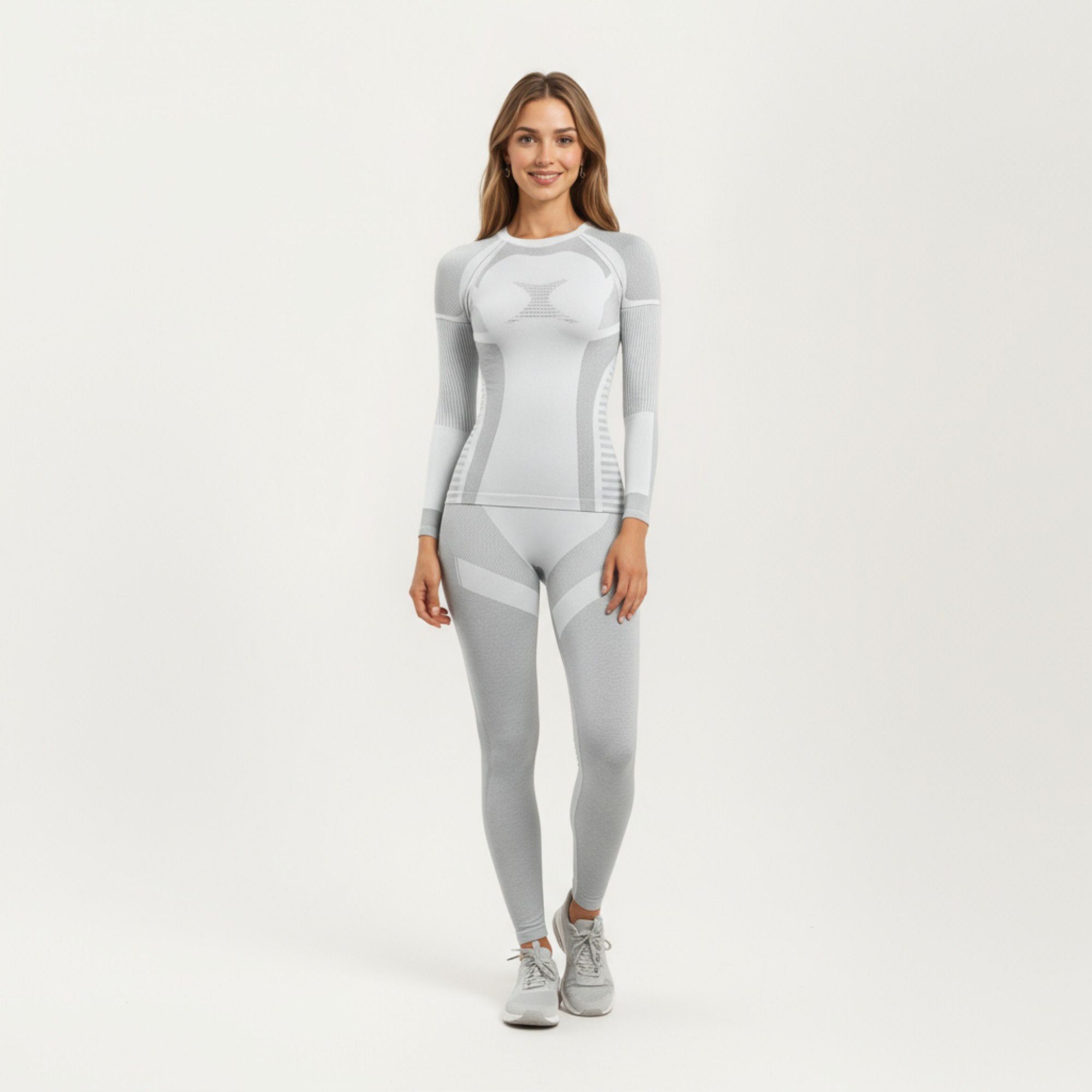 Anna-Kaci Active Women's Long Sleeve Seamless Compression Top with Contoured Mesh Detailing