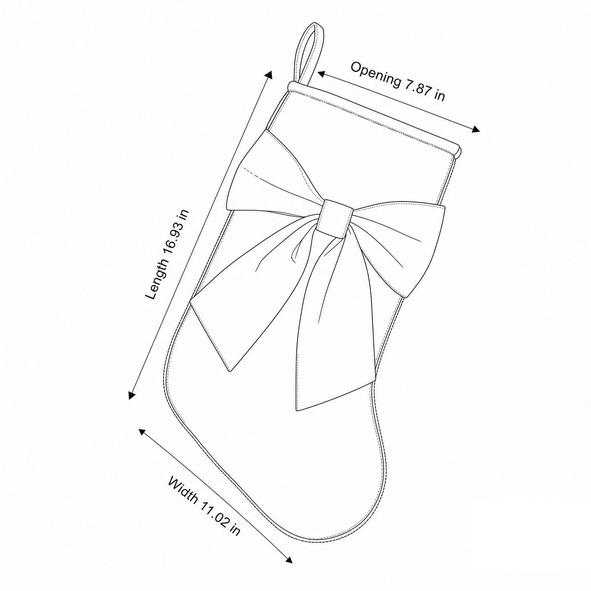 Velvet Bow Christmas Stocking Hanging Fireplace Mantel Holiday Decor