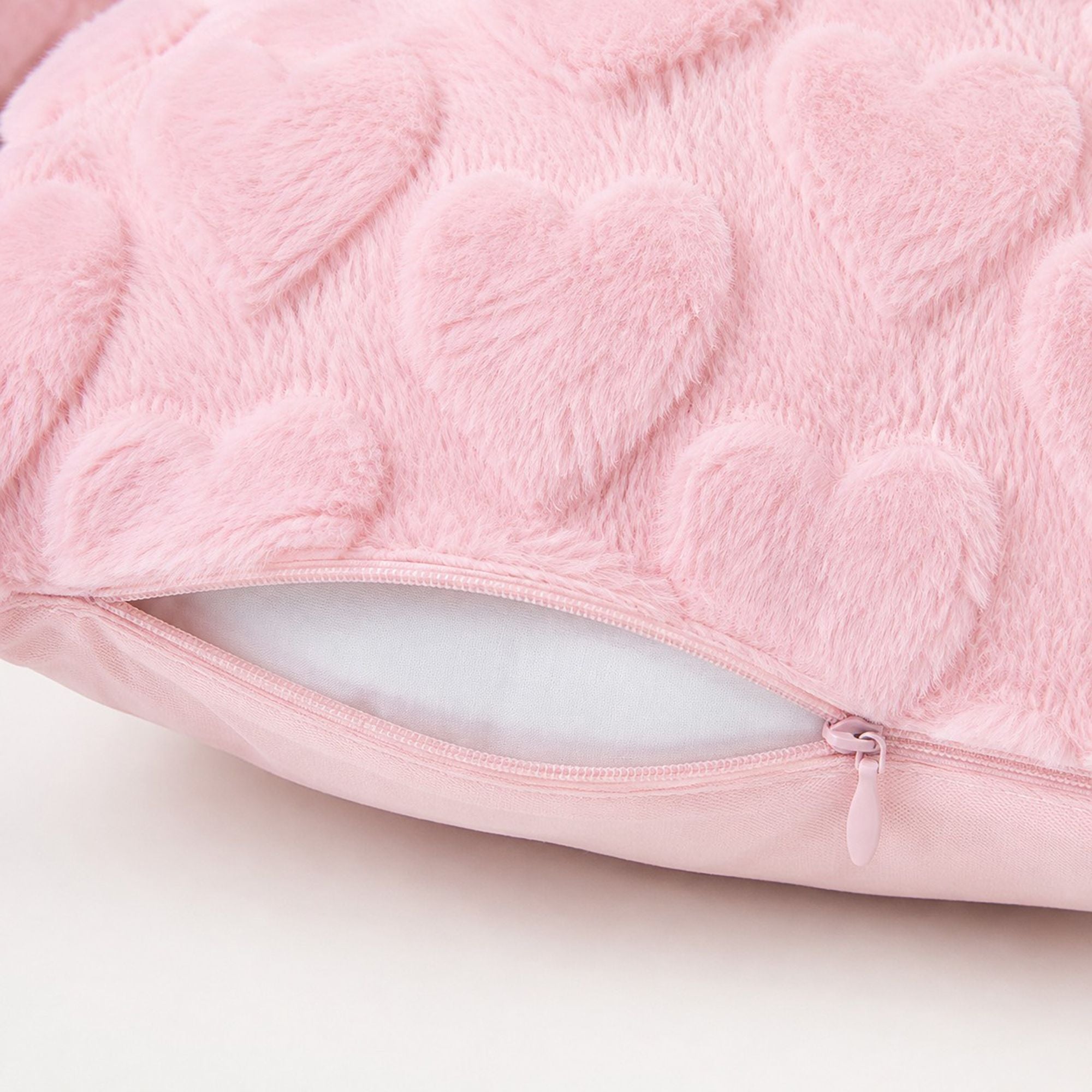 Plush Heart Textured Throw Pillow Cover for Couch Bed and Chair