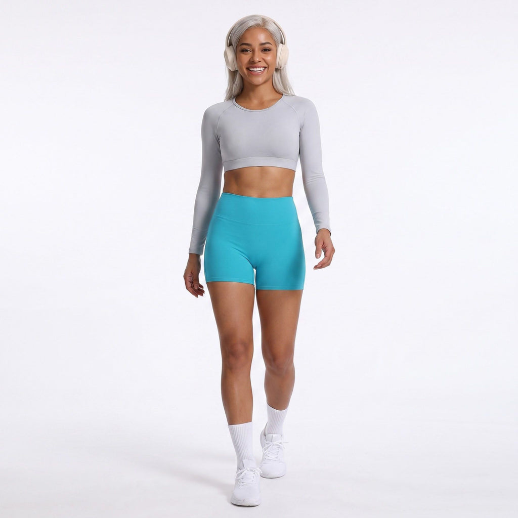 High Waist Scrunch Biker Shorts Stretch Workout Yoga Shorts