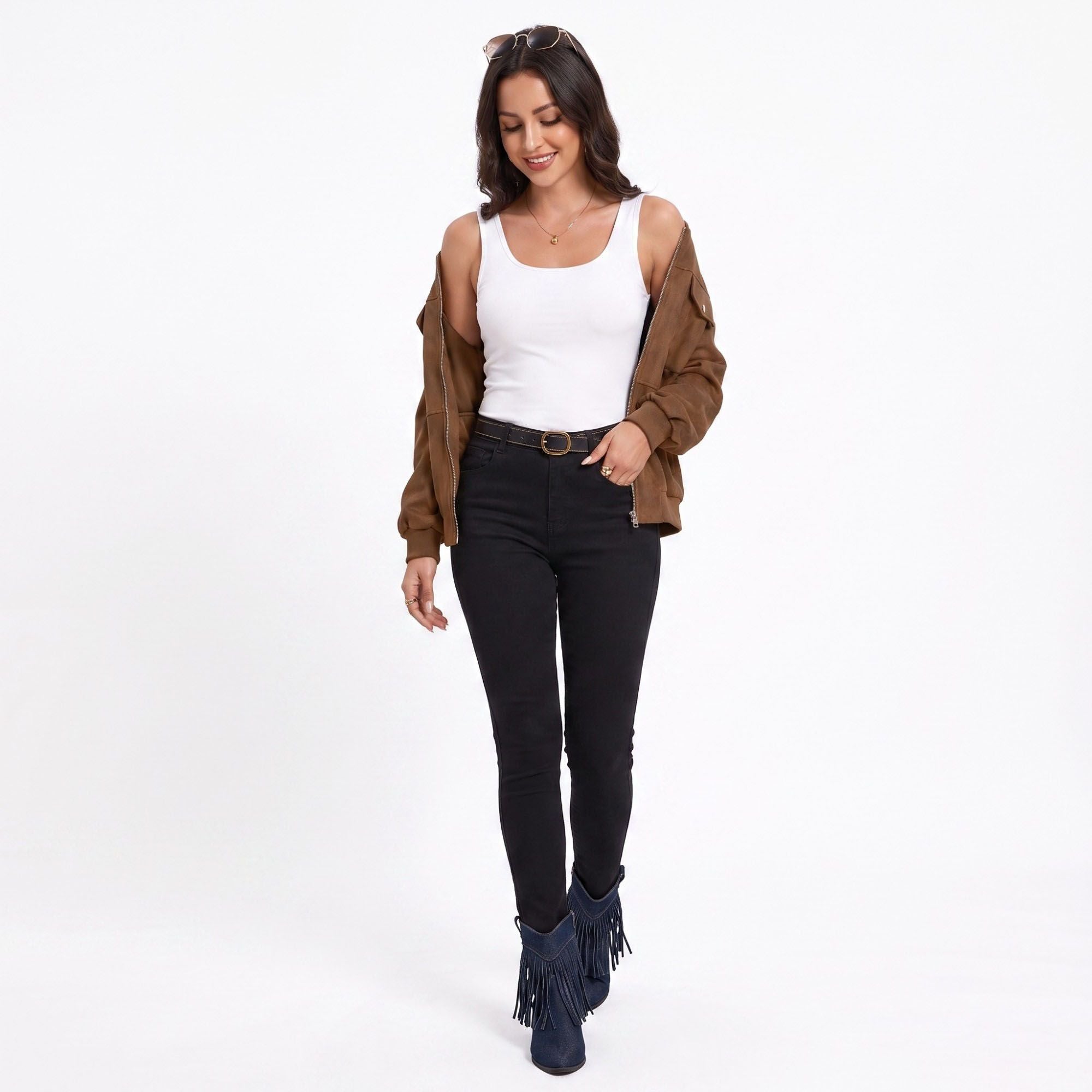 Bomber Jacket Zip Front Ribbed Trim Chest Pockets Relaxed Fit Long Sleeve