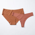 2 Pack Seamless Hipster and Thong Underwear Set