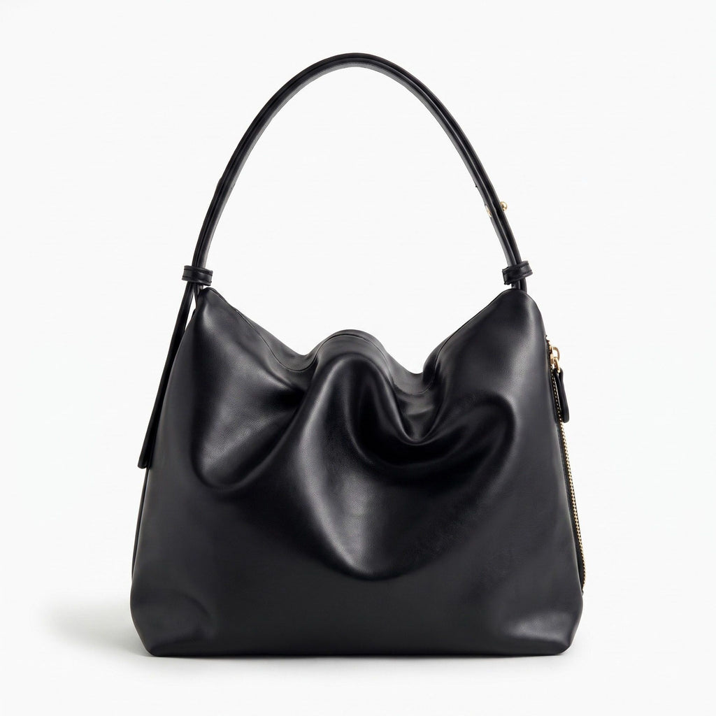 Slouchy Hobo Shoulder Bag with Adjustable Strap and Side Zipper Closure 10x8.5x2.7in