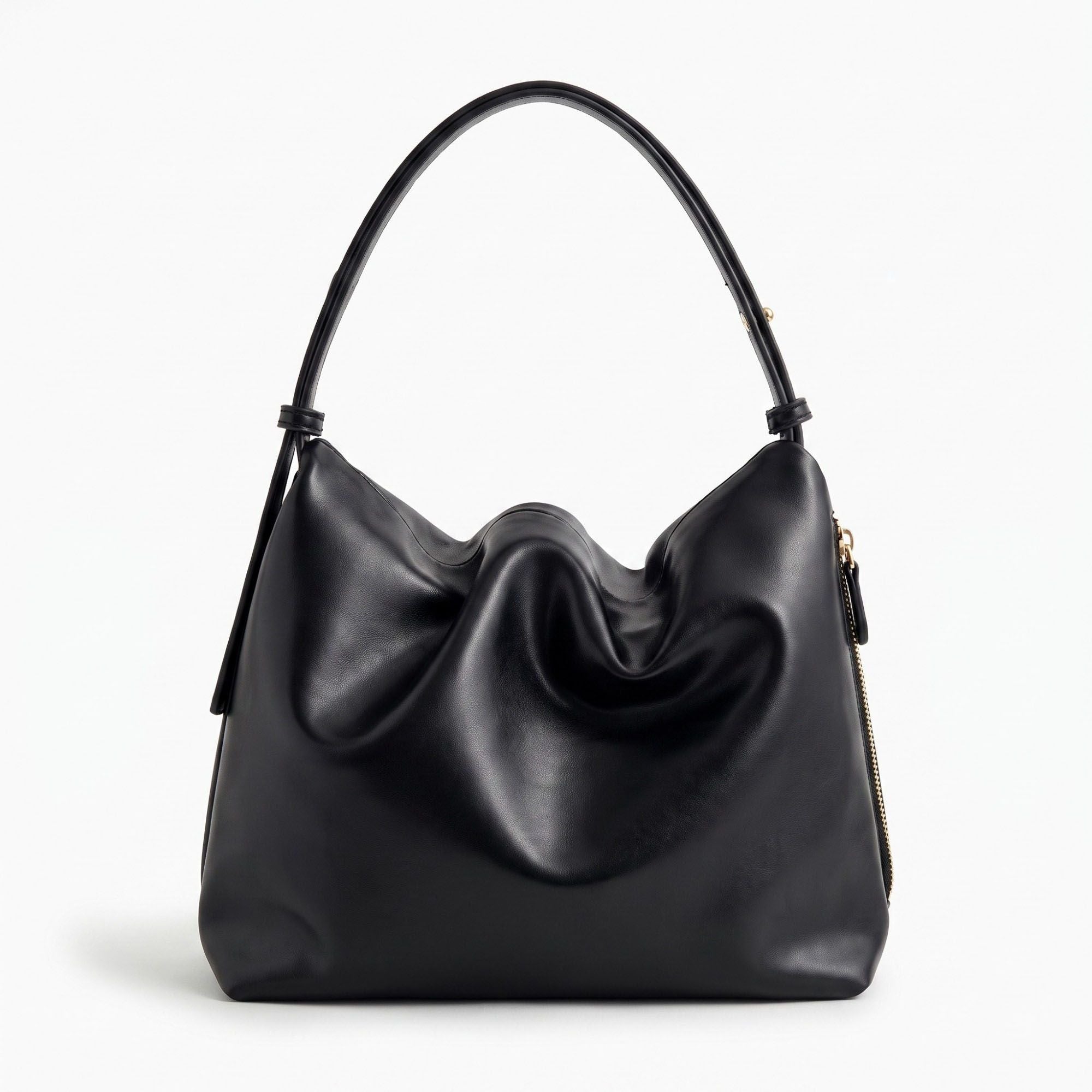 Slouchy Hobo Shoulder Bag with Adjustable Strap and Side Zipper Closure 10x8.5x2.7in