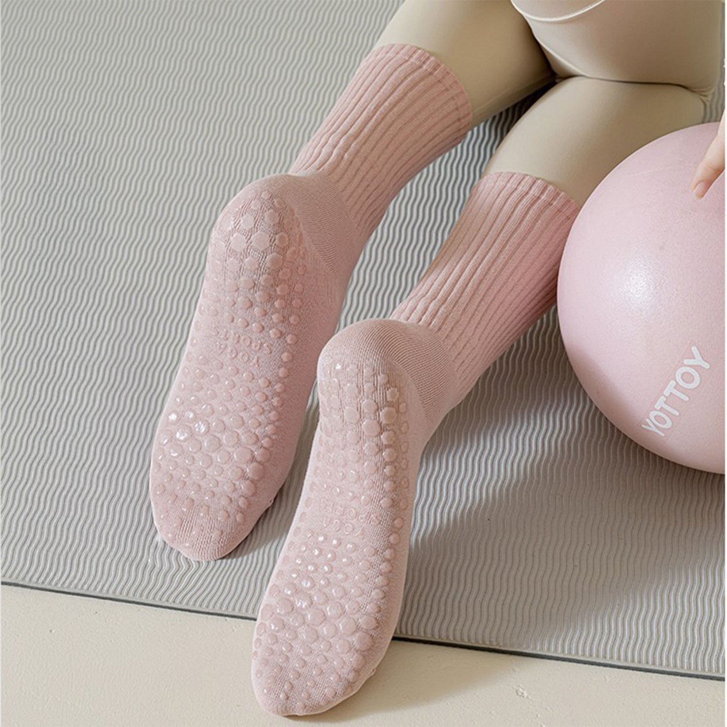 Anna-Kaci 4-Pack Women's Anti-Slip Yoga Socks with Grips Comfortable Ribbed Design for Exercise and Indoor Use