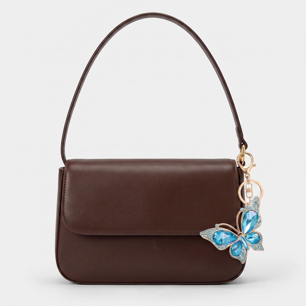 2pc Butterfly Rhinestone Keychain Bag Charm with Lobster Clasp