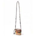 Woven Straw Mini Crossbody Bag with Tassel Detail Drawstring Closure Small Cylinder Handbag