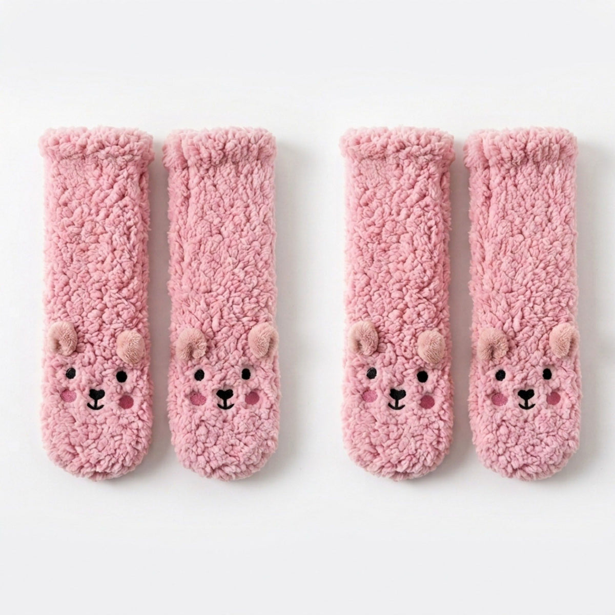 Fuzzy Bear Crew Socks 2 Pair US 5-10.5