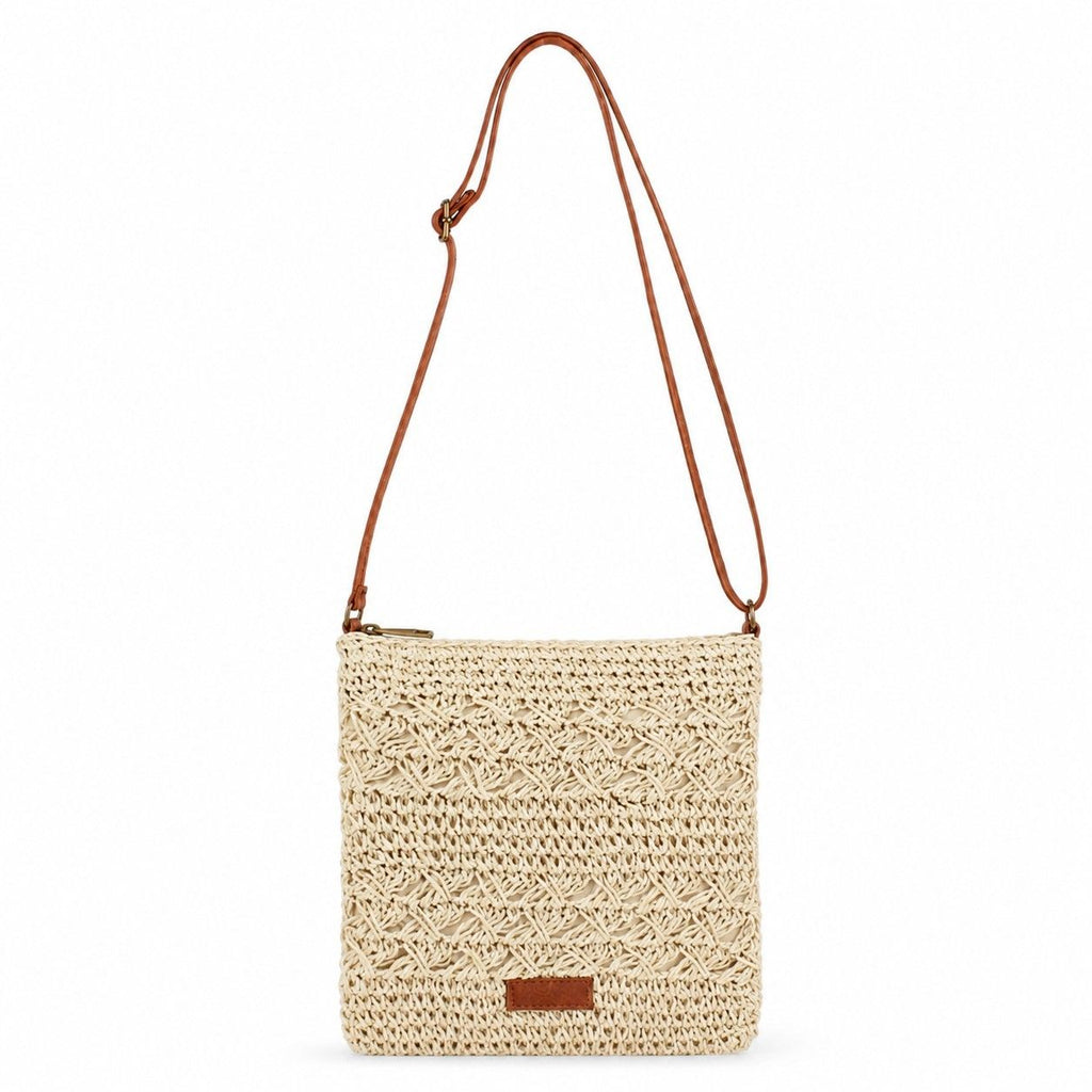 Textured Woven Crossbody Bag with Adjustable Strap Zip Closure and Slip Pocket