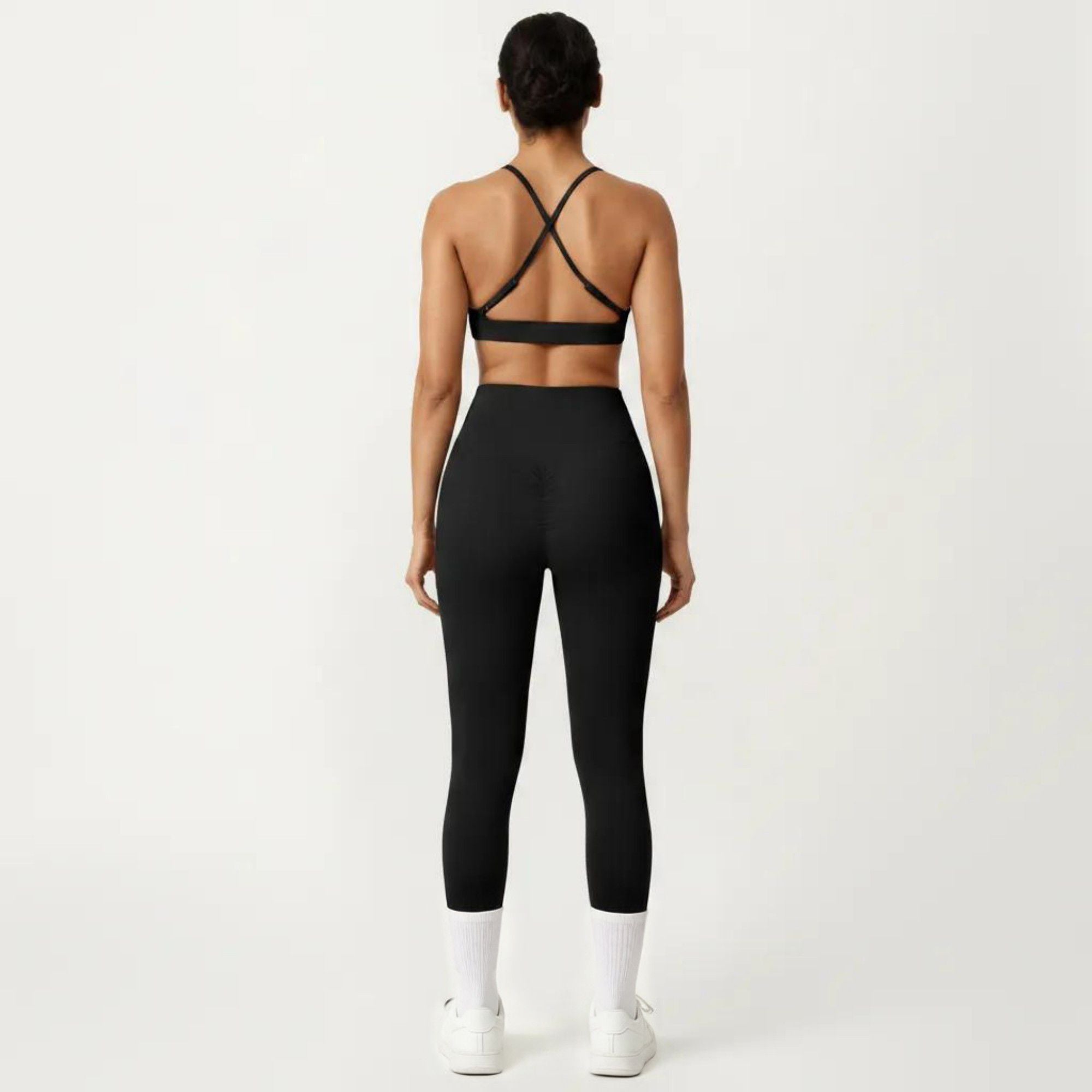 Anna-Kaci Active Women's Triangle Sports Bra with Adjustable Cross Back Straps and Smooth Band