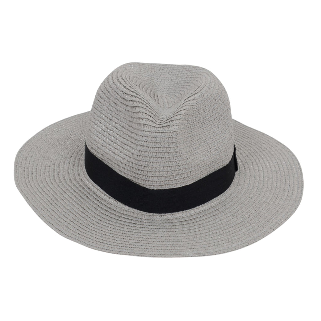 Anna-Kaci Wide Brim Straw Fedora Sun Hat with Black Band Lightweight Packable Summer Panama Hat for UV Protection