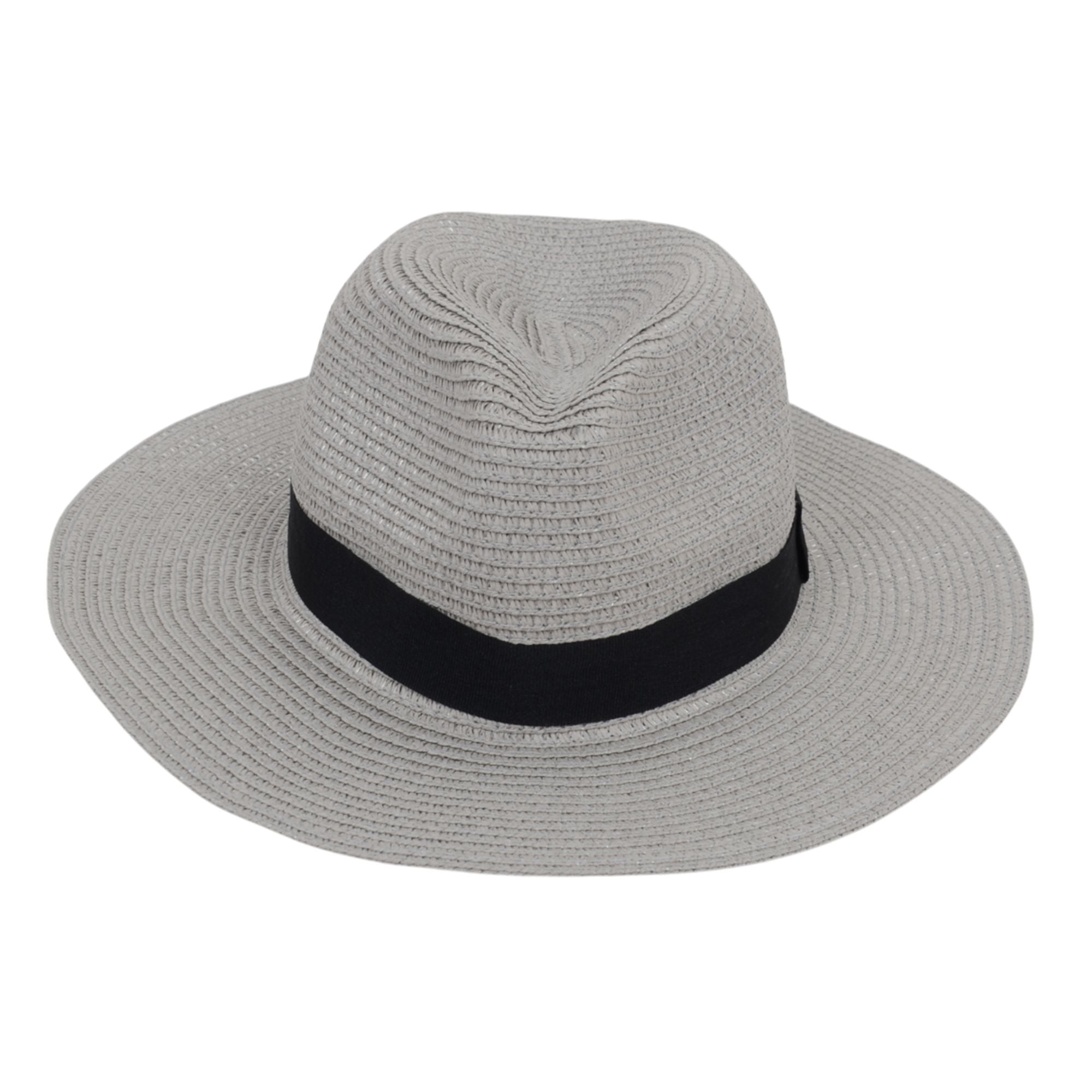 Anna-Kaci Wide Brim Straw Fedora Sun Hat with Black Band Lightweight Packable Summer Panama Hat for UV Protection