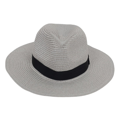 Anna-Kaci Wide Brim Straw Fedora Sun Hat with Black Band Lightweight Packable Summer Panama Hat for UV Protection