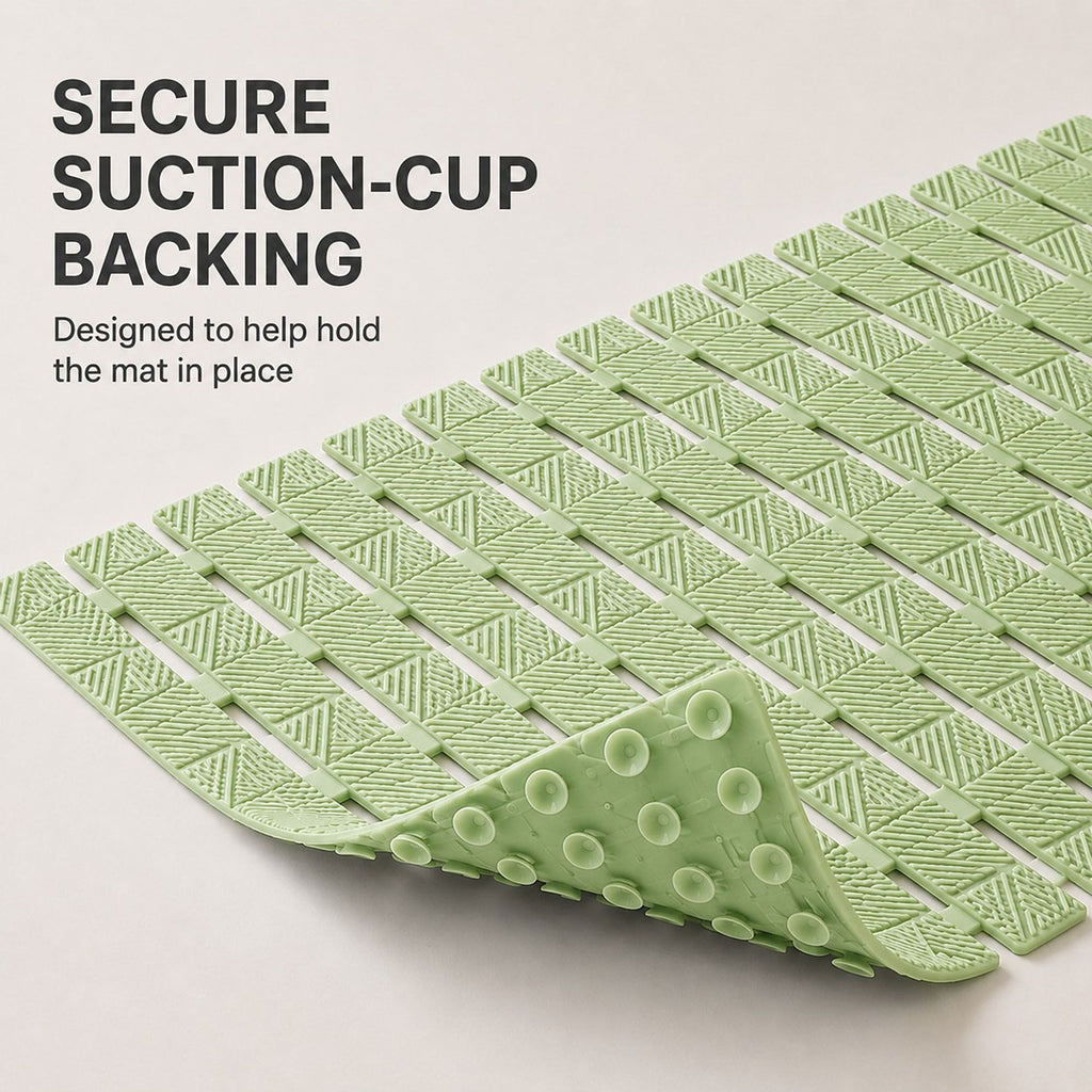 Slatted Nonslip Shower Mat Quick Drain Bath Mat 15.7 x 27.6 Inches