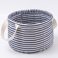 Quilted Striped Fabric Storage Basket with Carry Handles