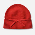 Anna-Kaci Women's Soft Knit Cuffed Beanie Hat with Ribbed Foldover Hem and Delicate Bow Detail