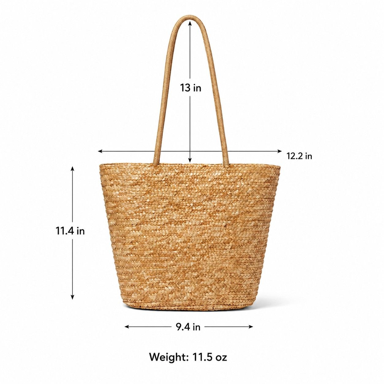 Woven Straw Style Tote Bag with Double Shoulder Handles and Open Top Design