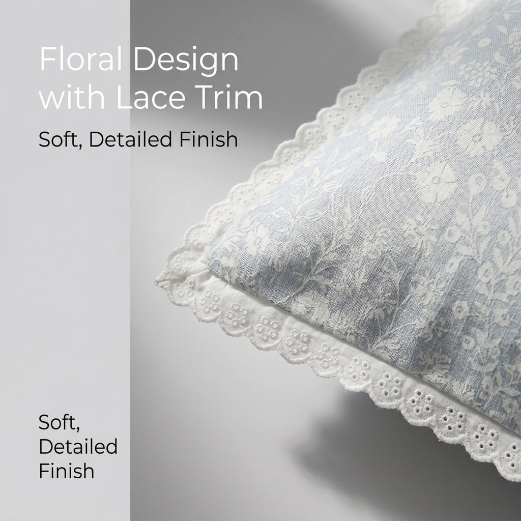 4-Piece Cotton Washed Jacquard Bedding Set with Duvet Cover Flat Sheet and Pillowcases Floral Texture